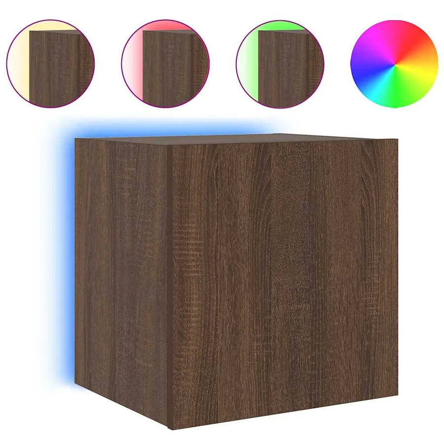 Meuble TV mural avec lumières LED chêne marron 40,5x35x40 cm - 2