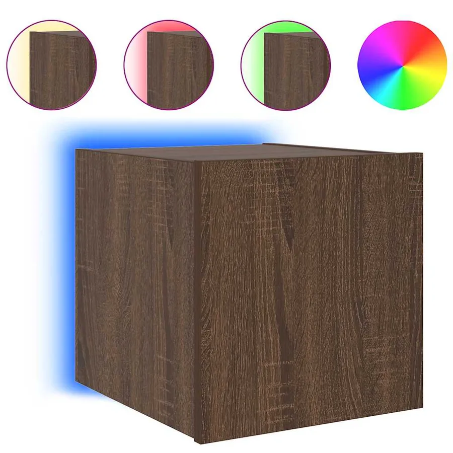 Meuble TV mural avec lumières LED chêne marron 30,5x35x30 cm - 2