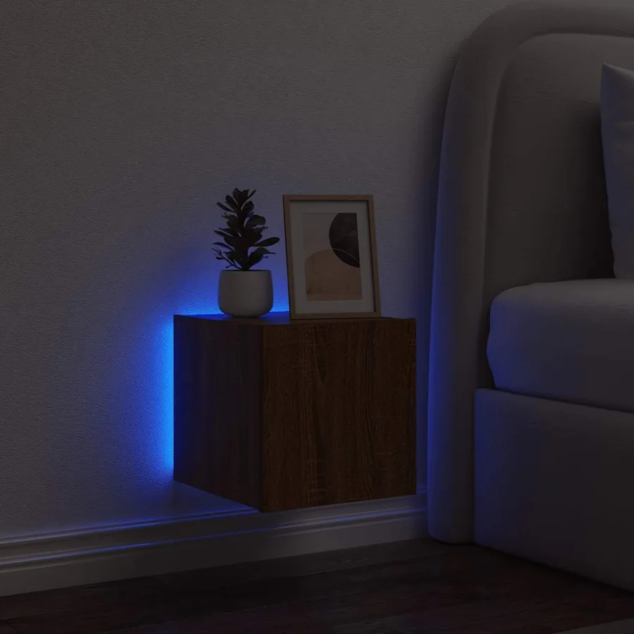 Meuble TV mural avec lumières LED chêne marron 30,5x35x30 cm - 4