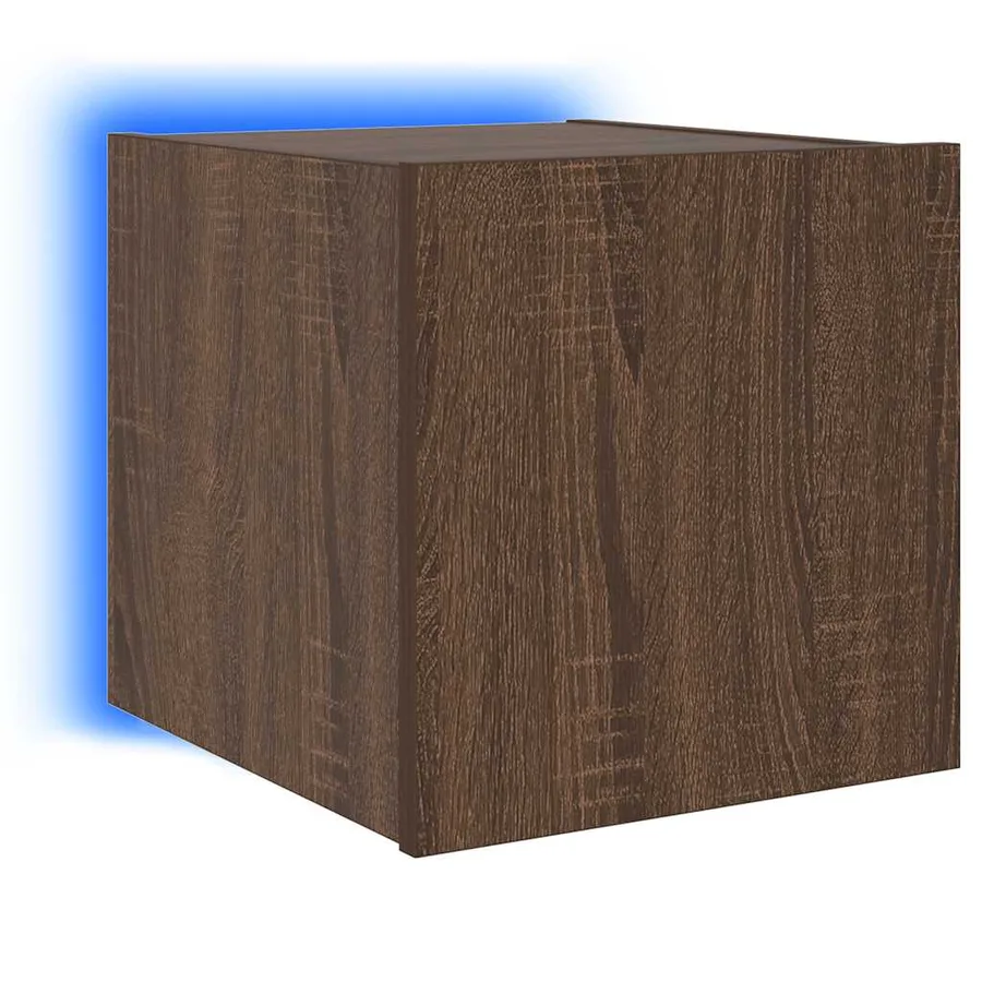 Meuble TV mural avec lumières LED chêne marron 30,5x35x30 cm - 5