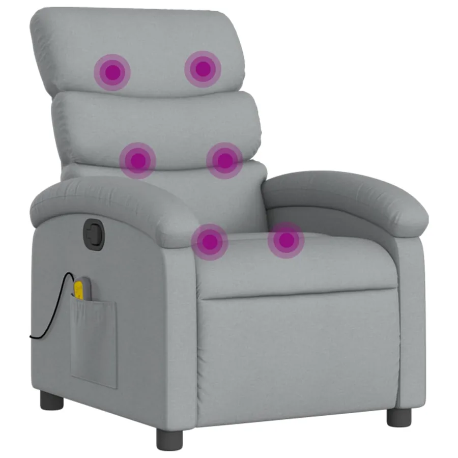 Fauteuil inclinable de massage gris clair tissu - 2