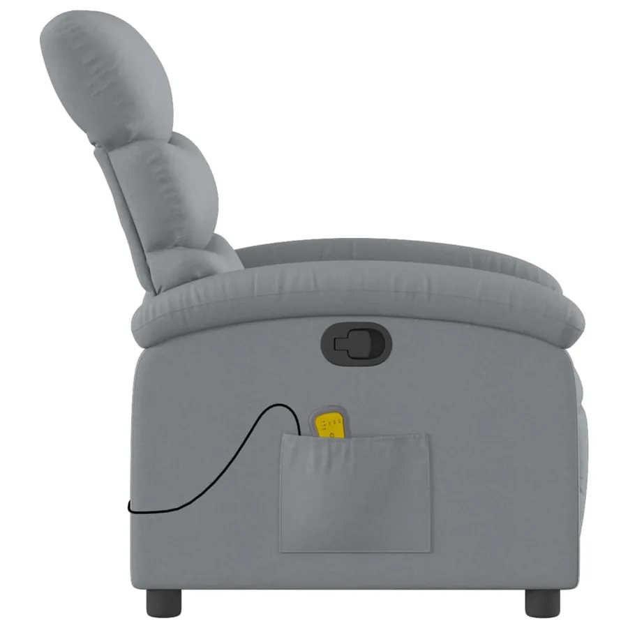 Fauteuil inclinable de massage gris clair tissu - 5