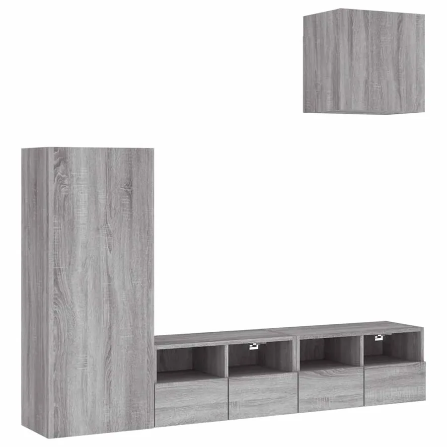 Unités murales TV 4 pcs sonoma gris bois d'ingénierie - 2