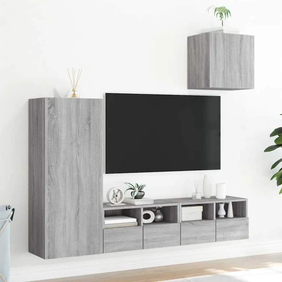 Unités murales TV 4 pcs sonoma gris bois d'ingénierie - 3