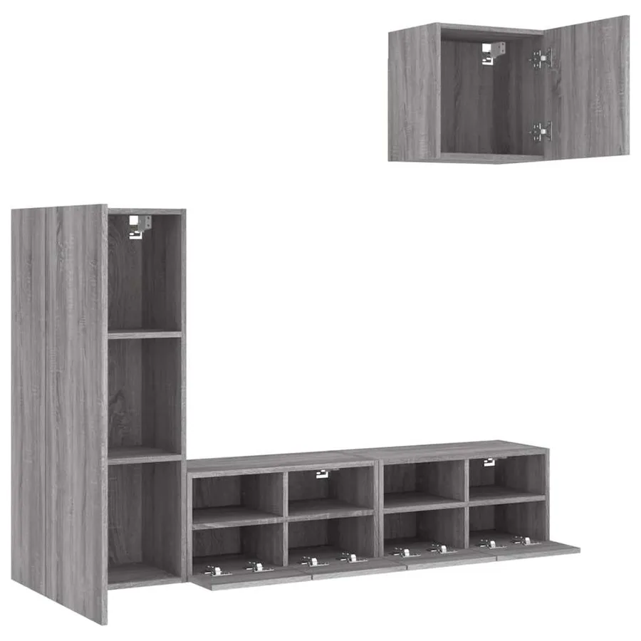 Unités murales TV 4 pcs sonoma gris bois d'ingénierie - 4