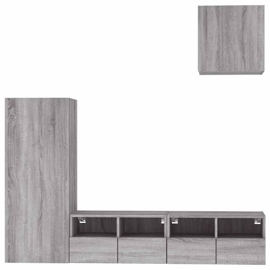 Unités murales TV 4 pcs sonoma gris bois d'ingénierie - 5