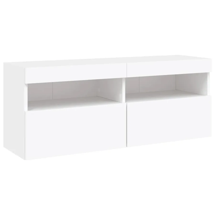 Unités murales TV avec LED 5 pcs blanc bois d'ingénierie - 10
