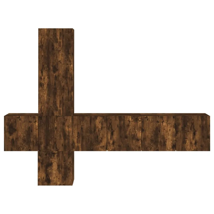 Unités murales TV 5 pcs chêne fumé bois d'ingénierie - 5