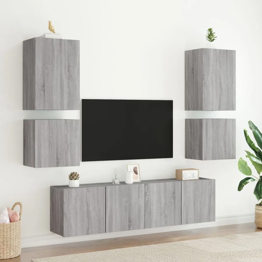 Meubles TV muraux 2pcs sonoma gris 40,5x30x40cm bois ingénierie - 4