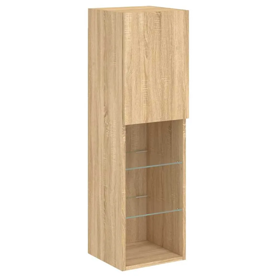 Ensemble de meubles TV muraux 7pcs et lumières LED chêne sonoma - 10