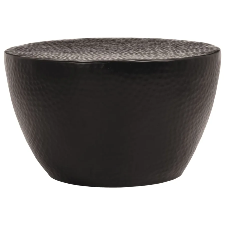 Table basse martelée en aluminium Ø 50x30 cm noir - 2