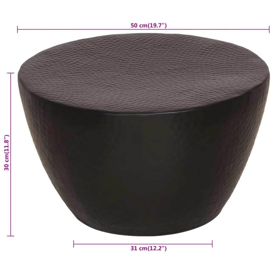 Table basse martelée en aluminium Ø 50x30 cm noir - 9