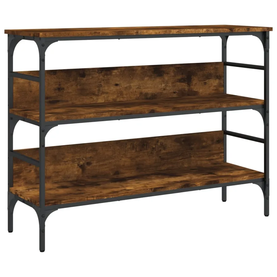 Table console chêne fumé 100x32x75 cm bois d'ingénierie - 2