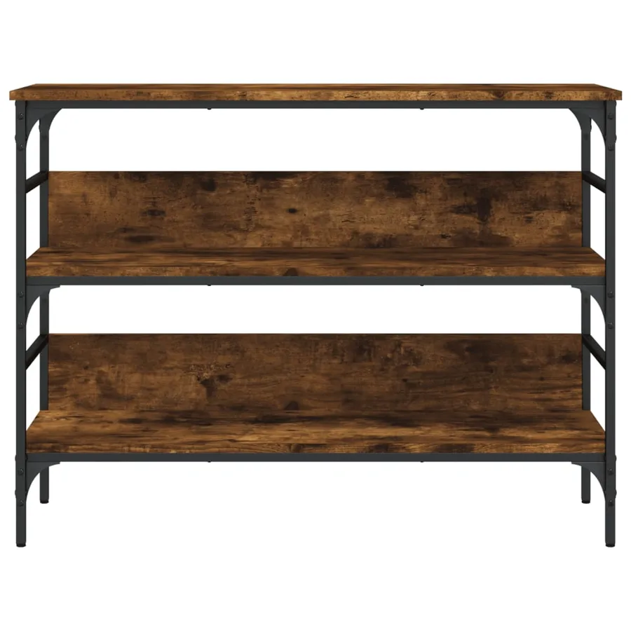 Table console chêne fumé 100x32x75 cm bois d'ingénierie - 4