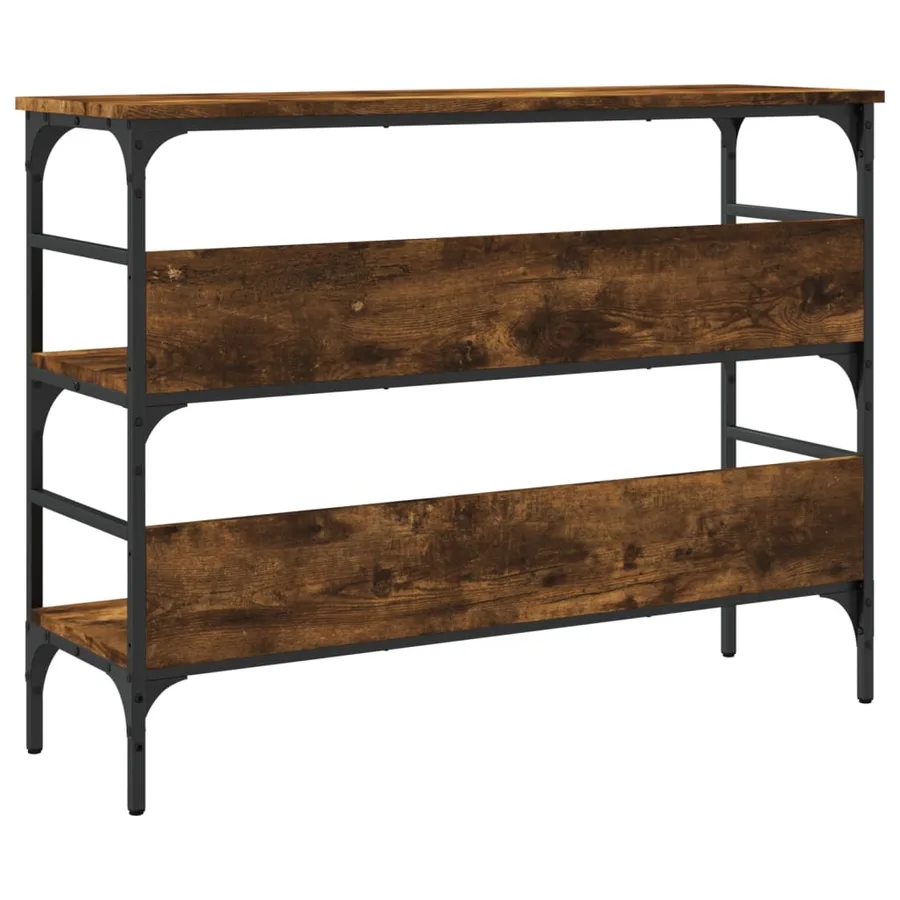 Table console chêne fumé 100x32x75 cm bois d'ingénierie - 5