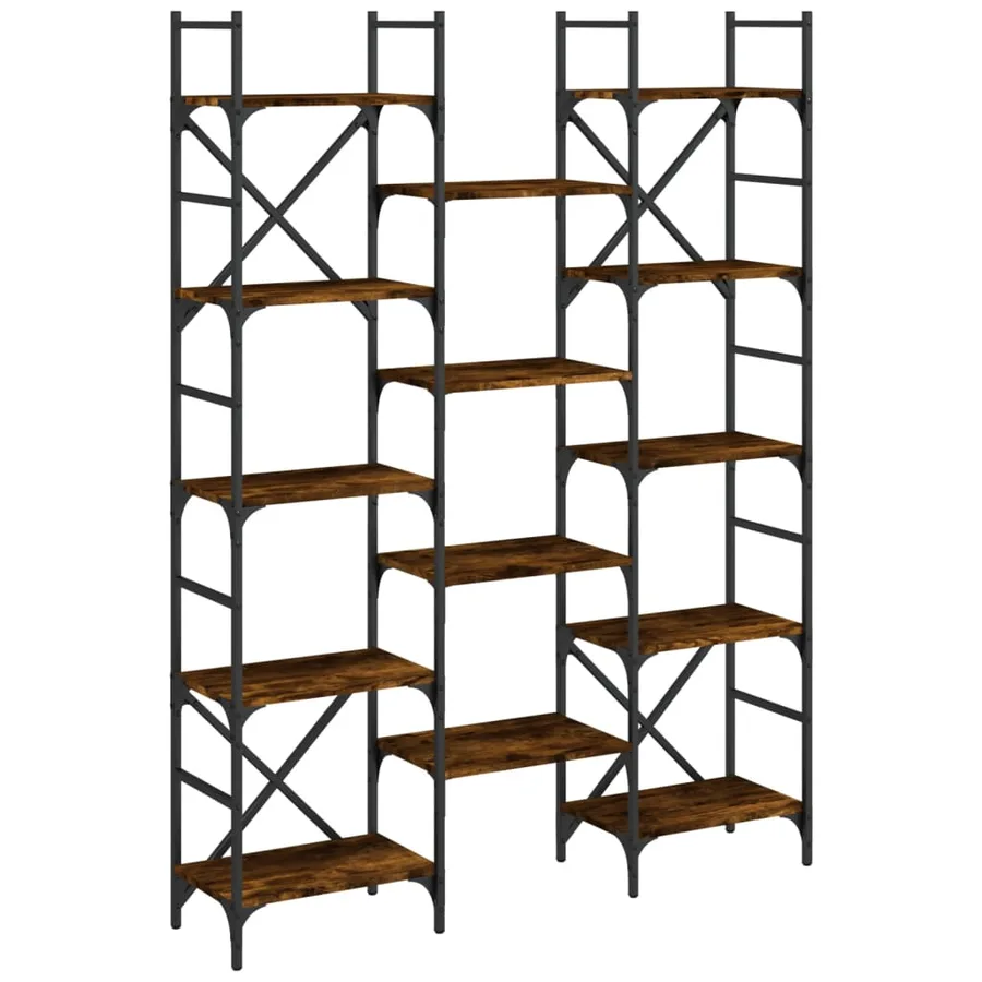 Bibliothèque chêne fumé 127,5x28,5x172,5 cm bois d'ingénierie - 2