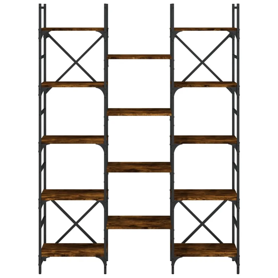 Bibliothèque chêne fumé 127,5x28,5x172,5 cm bois d'ingénierie - 5