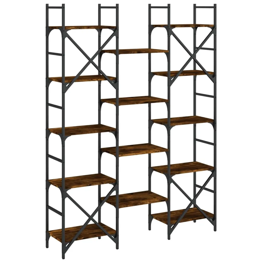 Bibliothèque chêne fumé 127,5x28,5x172,5 cm bois d'ingénierie - 7