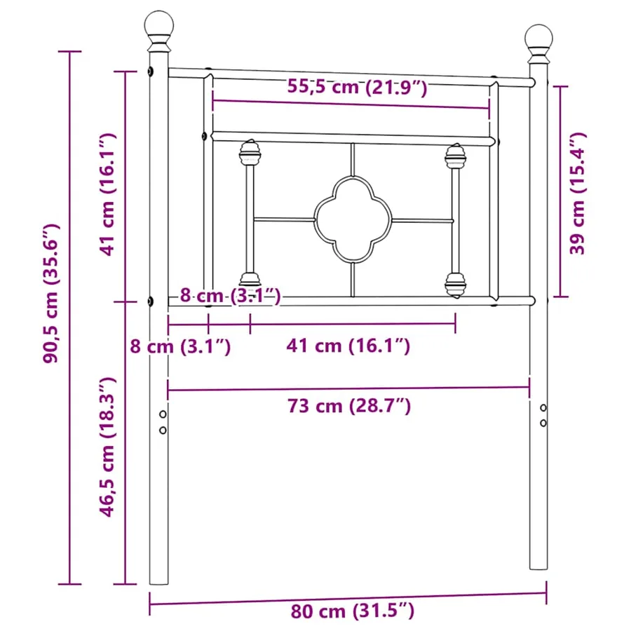 Tête de lit de remplacement métal blanc 75 cm - 7