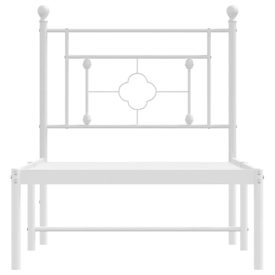 Cadre de lit métal sans matelas avec tête de lit blanc 75x190cm - 5