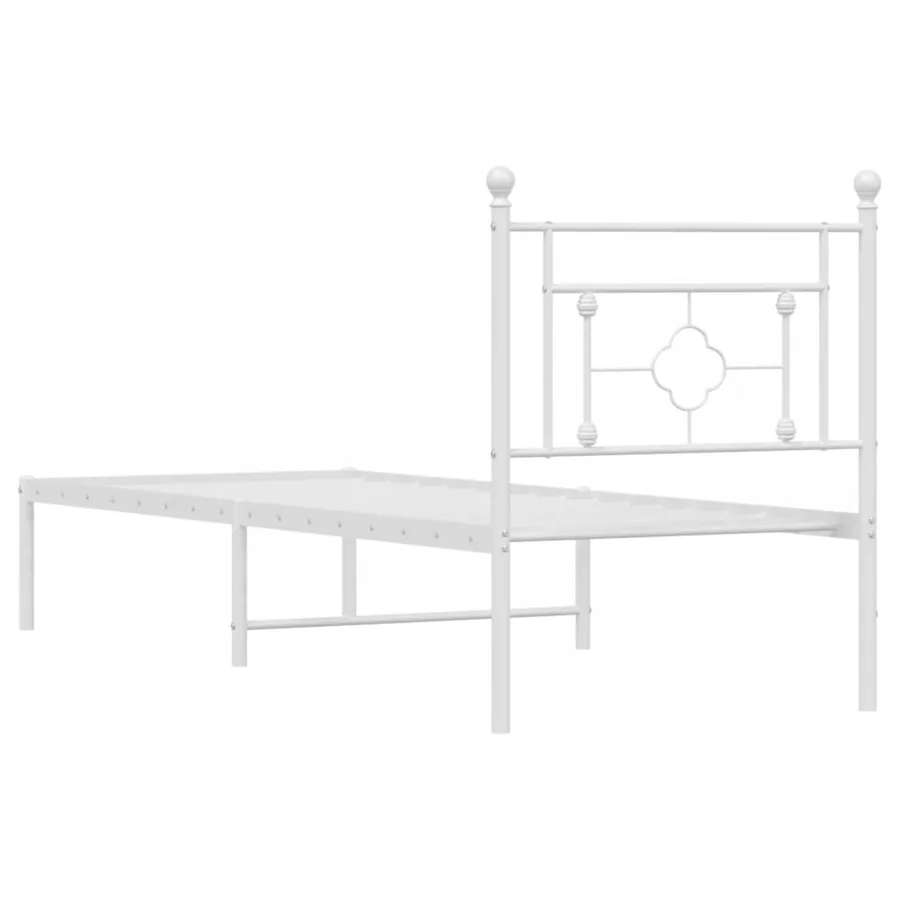 Cadre de lit métal sans matelas avec tête de lit blanc 75x190cm - 7