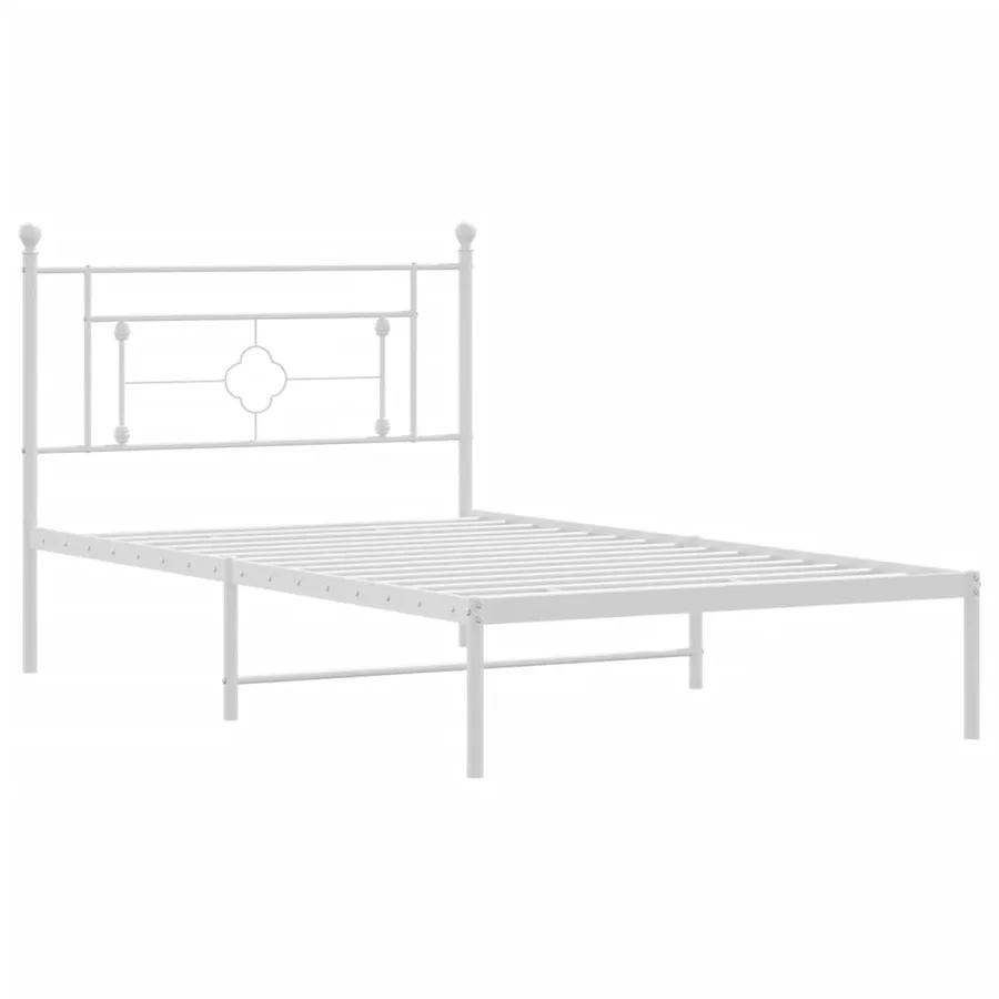 Cadre de lit métal sans matelas et tête de lit blanc 107x203 cm - 4