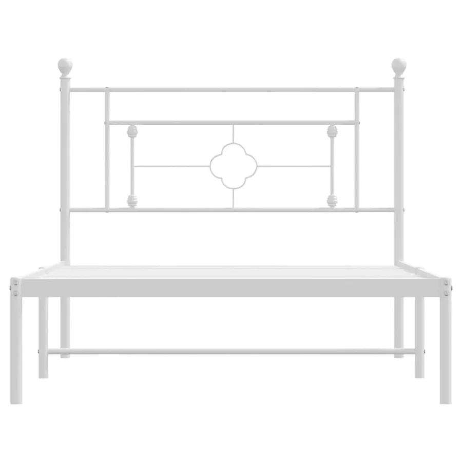 Cadre de lit métal sans matelas et tête de lit blanc 107x203 cm - 5