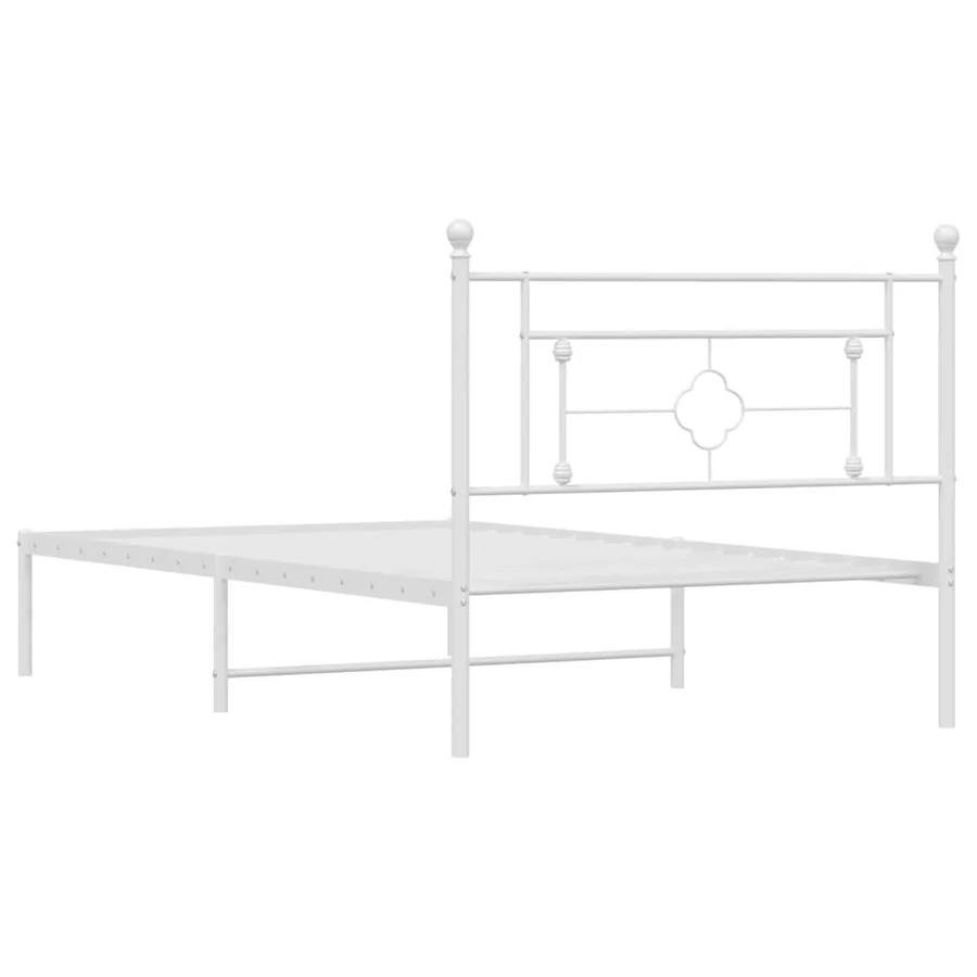 Cadre de lit métal sans matelas et tête de lit blanc 107x203 cm - 7