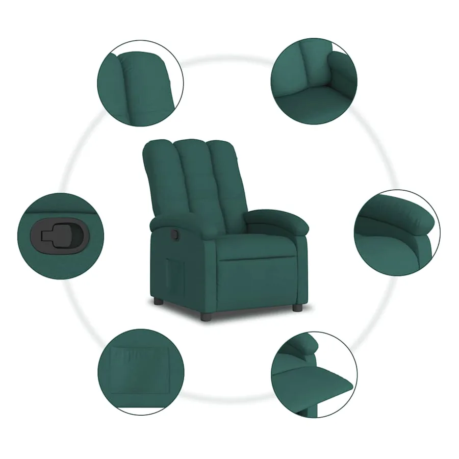 Fauteuil inclinable Vert foncé Tissu - 7