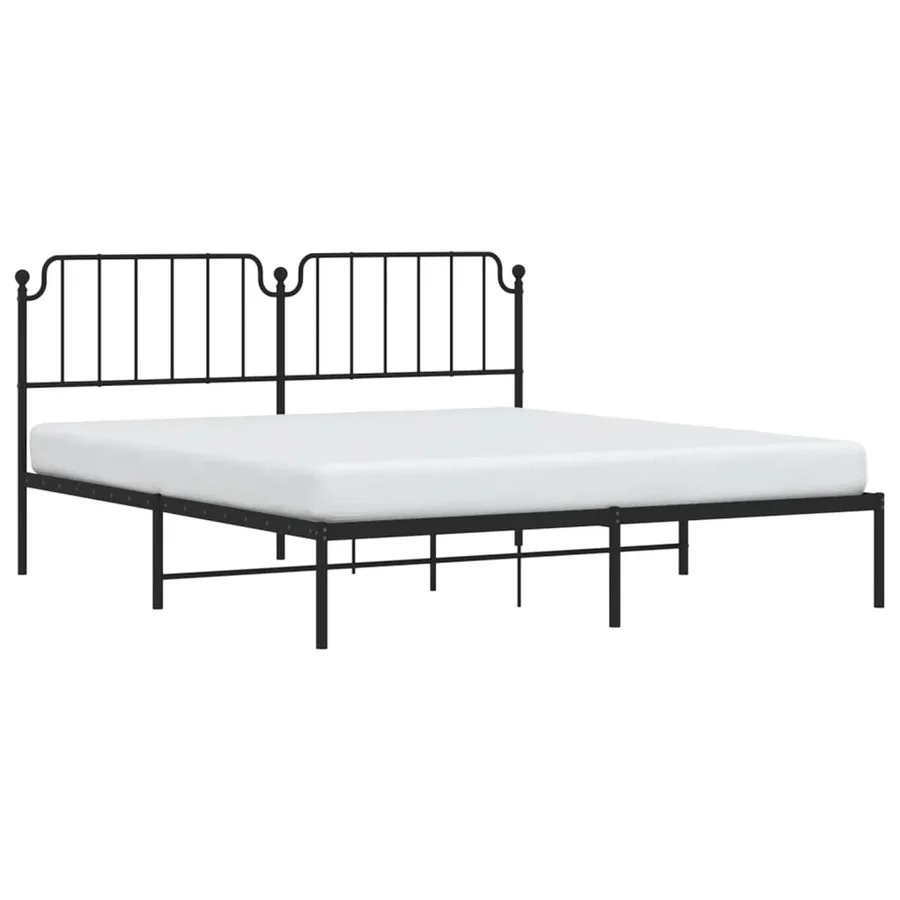 Cadre de lit métal sans matelas et tête de lit noir 160x200 cm - 3
