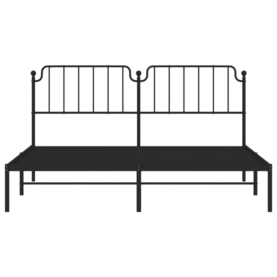 Cadre de lit métal sans matelas et tête de lit noir 160x200 cm - 5