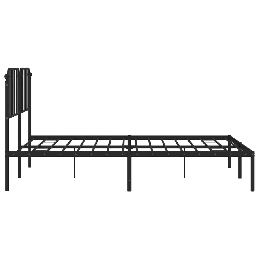 Cadre de lit métal sans matelas et tête de lit noir 160x200 cm - 6