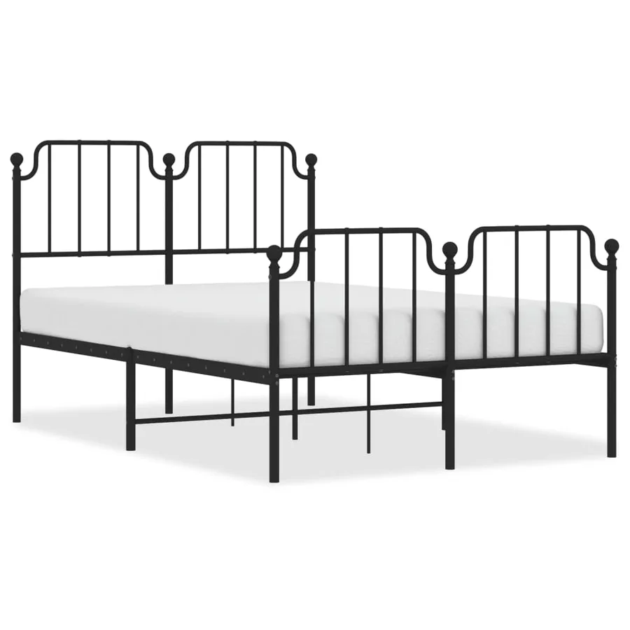 Cadre de lit métal sans matelas avec pied de lit noir 120x200cm - 2