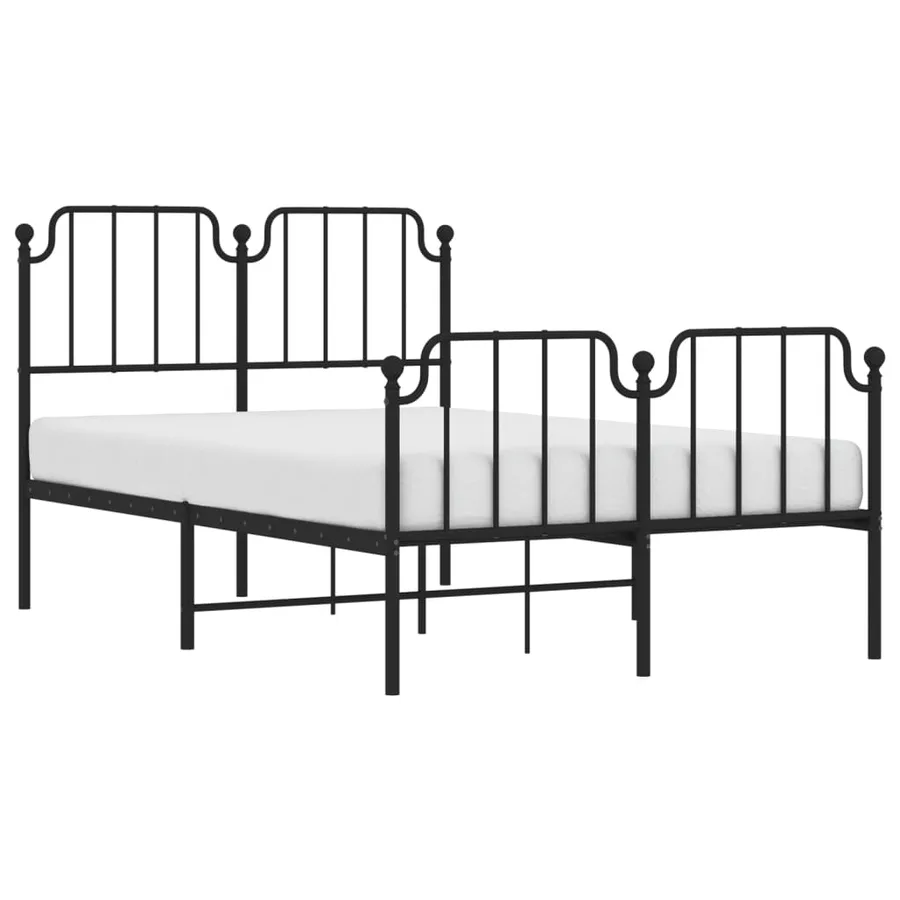 Cadre de lit métal sans matelas avec pied de lit noir 120x200cm - 3