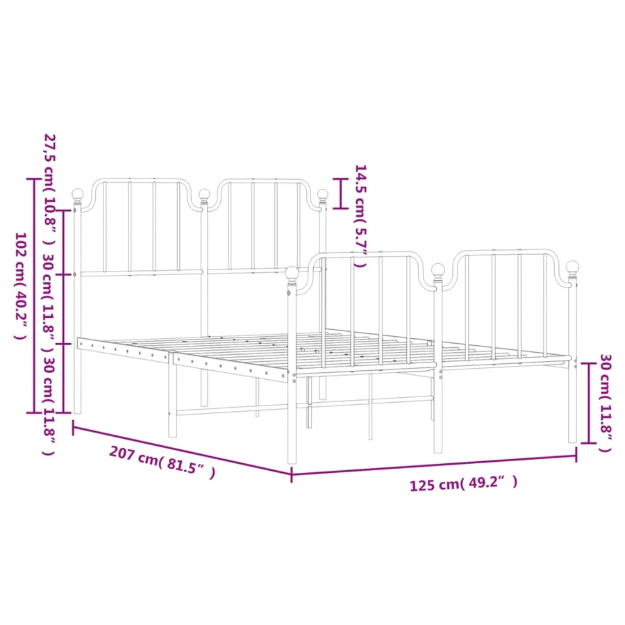 Cadre de lit métal sans matelas avec pied de lit noir 120x200cm - 9
