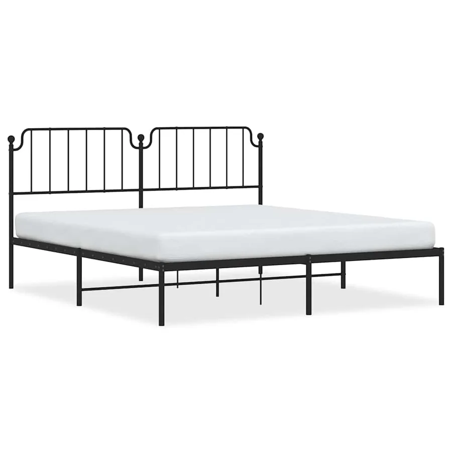 Cadre de lit métal sans matelas avec tête de lit noir 183x213cm - 2