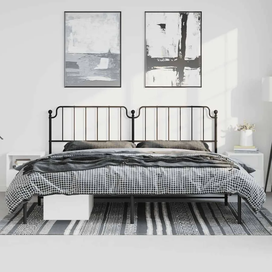 Cadre de lit métal sans matelas avec tête de lit noir 183x213cm - 3