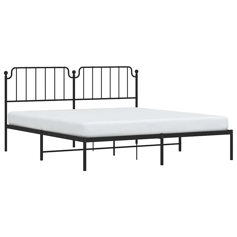 Cadre de lit métal sans matelas avec tête de lit noir 183x213cm - 4