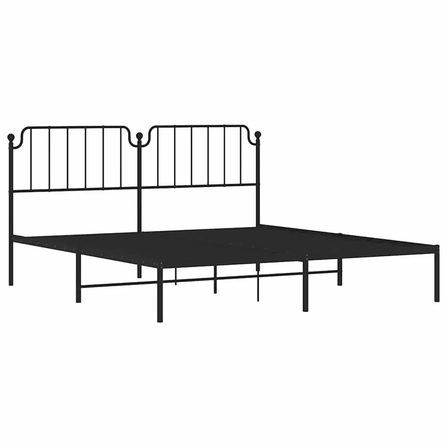 Cadre de lit métal sans matelas avec tête de lit noir 183x213cm - 5