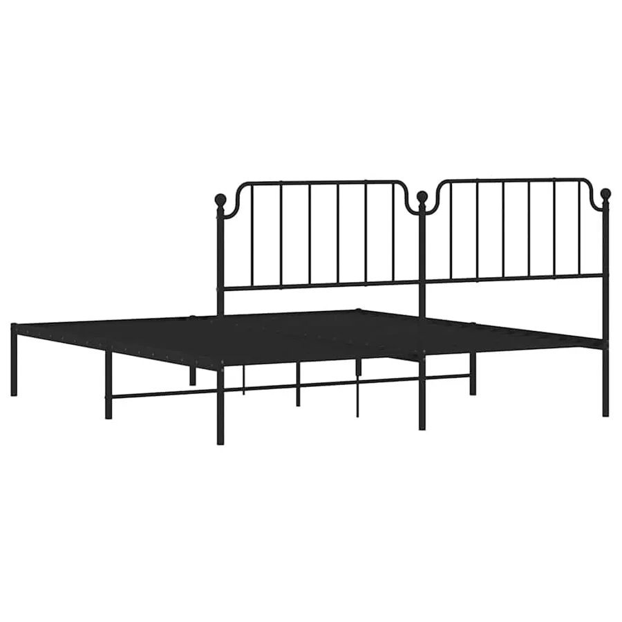 Cadre de lit métal sans matelas avec tête de lit noir 183x213cm - 8