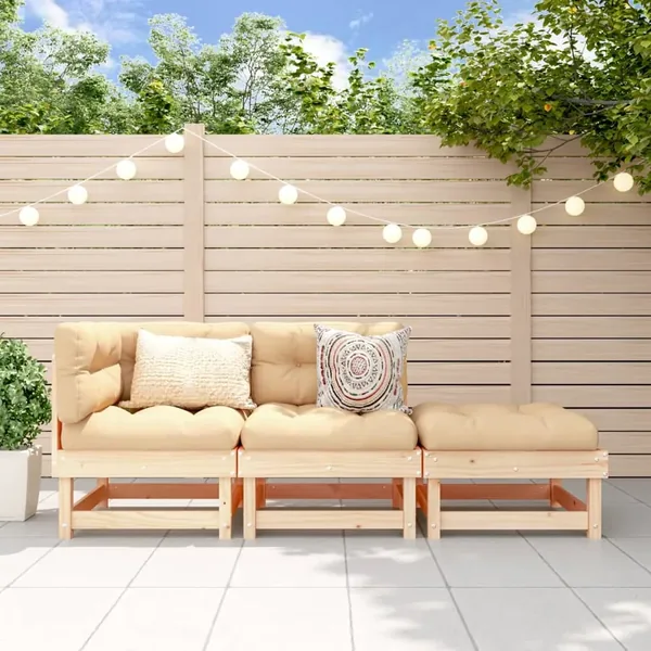 Salon de jardin 3 pcs bois massif de pin