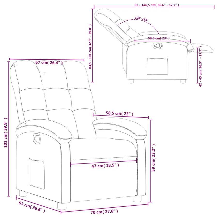 Fauteuil inclinable Gris clair Tissu - 11
