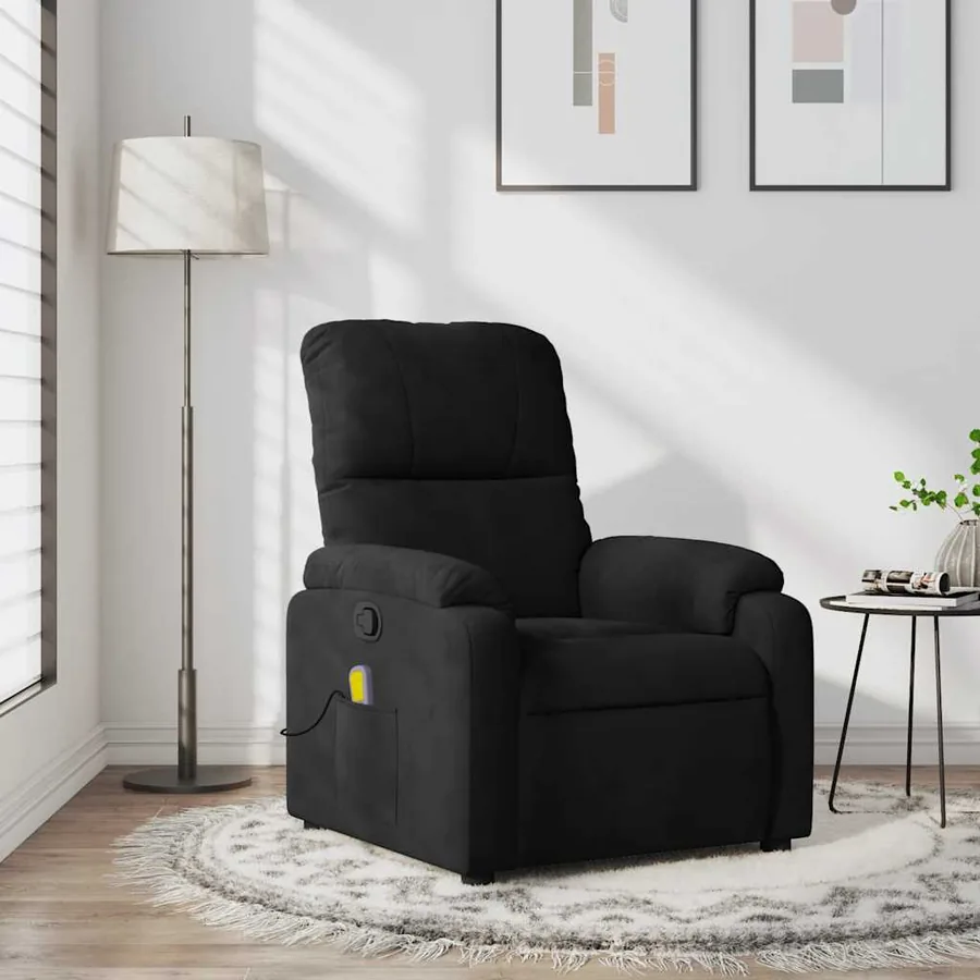 Fauteuil inclinable de massage noir tissu microfibre