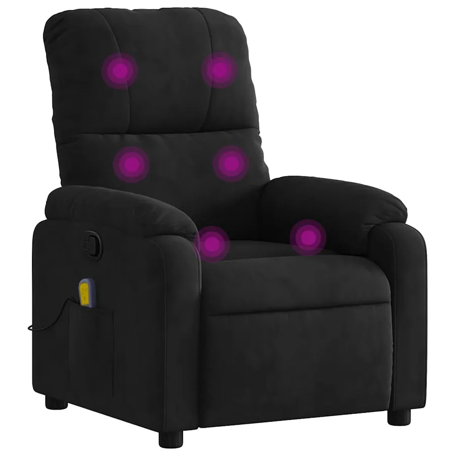 Fauteuil inclinable de massage noir tissu microfibre - 2