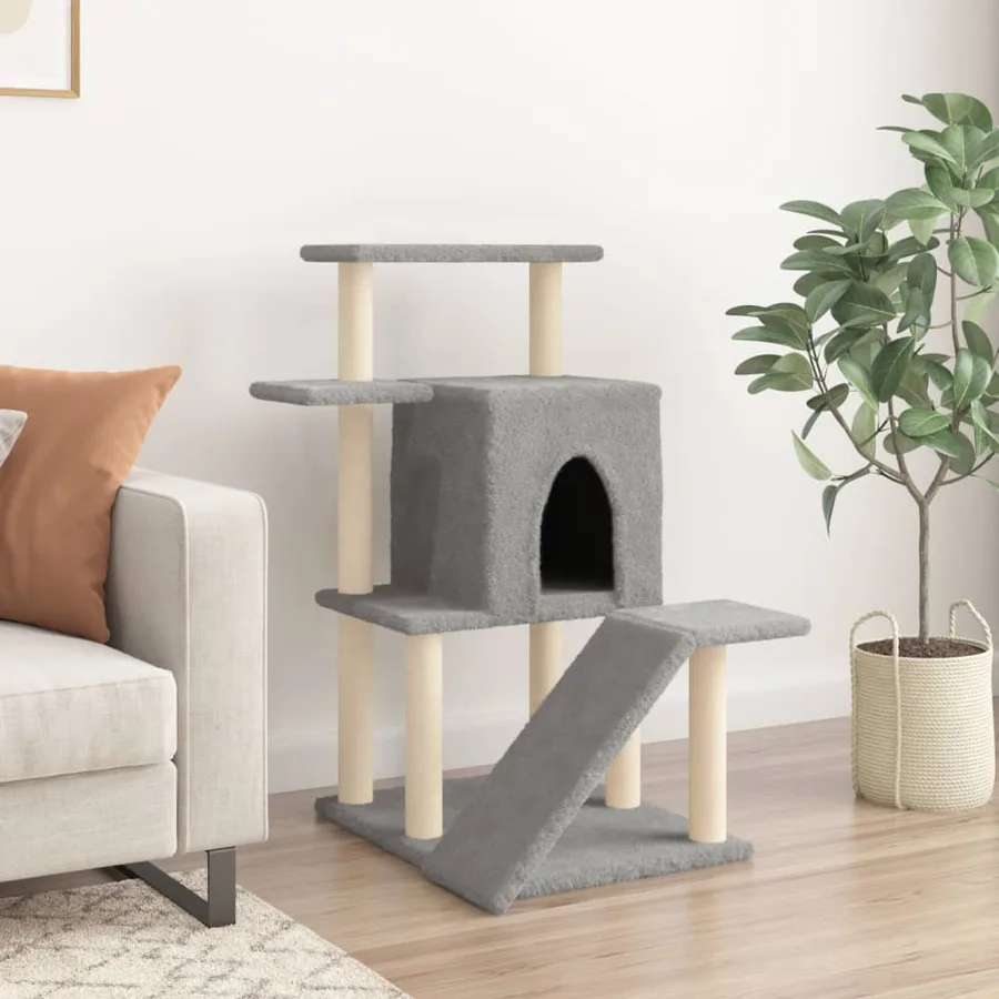 Arbre à chat avec griffoirs en sisal gris clair 97 cm - 3