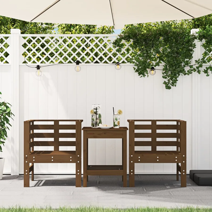 Chaises de jardin lot de 2 marron miel 61,5x53x71 cm pin massif - 3