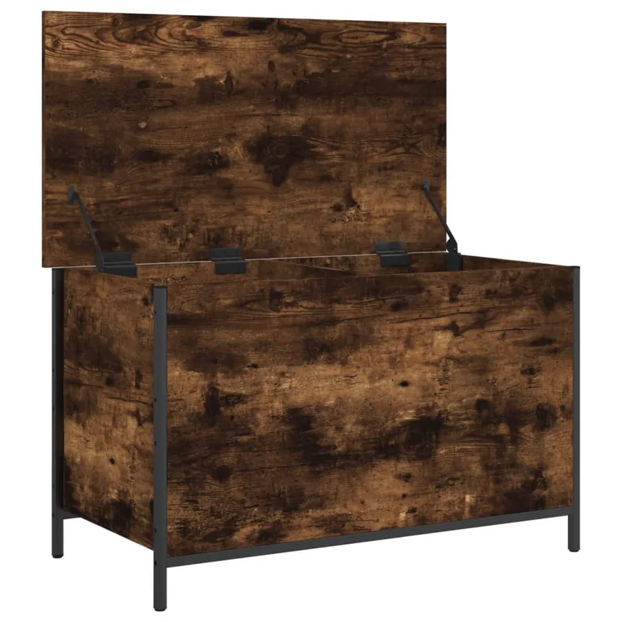 Banc de rangement chêne fumé 80x42,5x50 cm bois d'ingénierie - 6