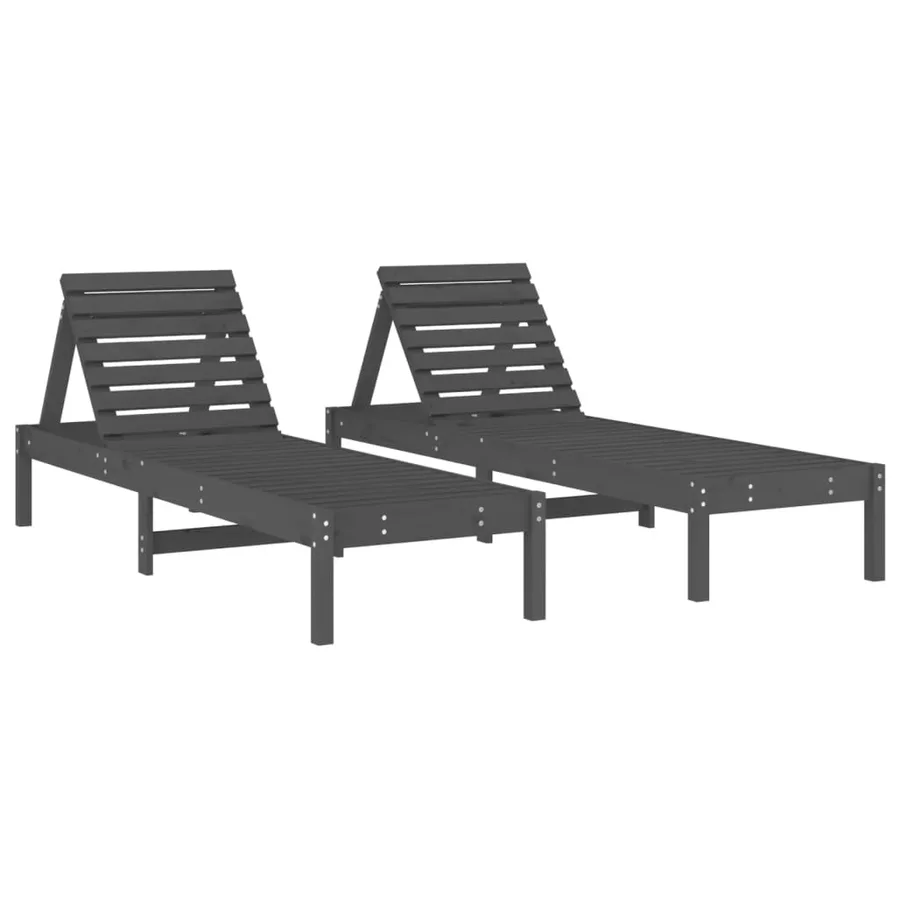 Chaises longues lot de 2 noir 199,5x60x74 cm bois massif de pin - 24