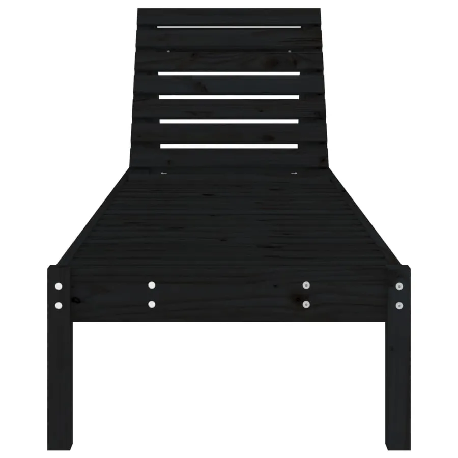 Chaises longues lot de 2 noir 199,5x60x74 cm bois massif de pin - 4