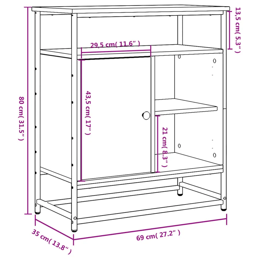 Buffet sonoma gris 69x35x80 cm bois d'ingénierie - 11